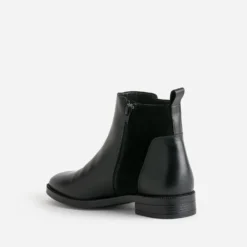 Boots noir cuir bi-matière