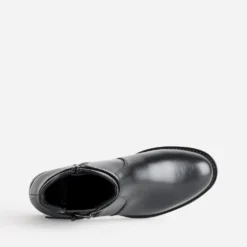 Boots noir cuir bride cheville