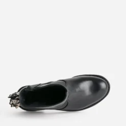Boots noir cuir décor foulard