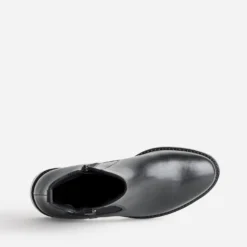 Boots noir cuir patte fantaisie