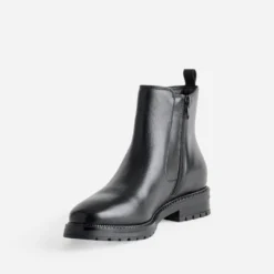 Boots noir cuir patte fantaisie