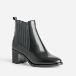 Boots noir cuir à talon