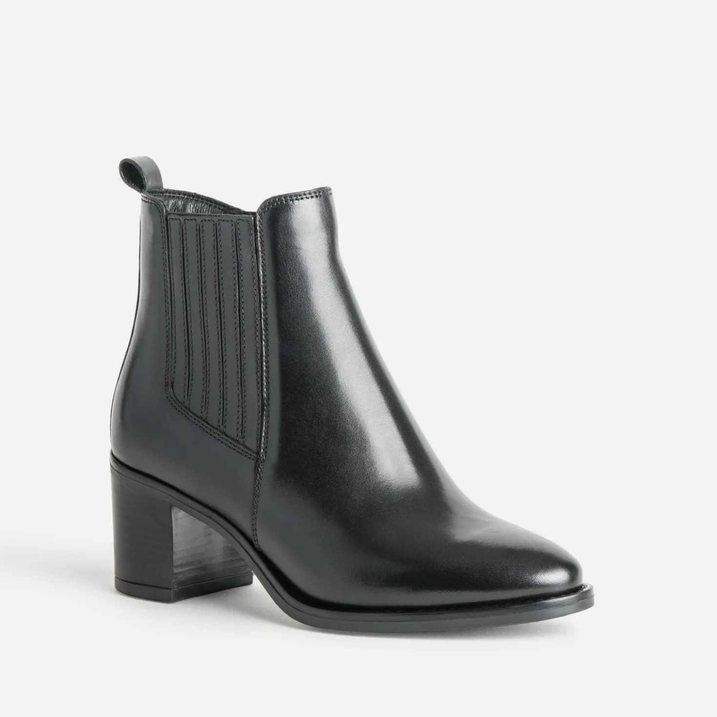 Boots noir cuir à talon