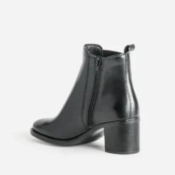 Boots noir cuir à talon