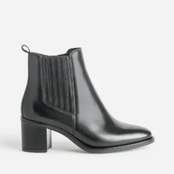 Boots noir cuir à talon