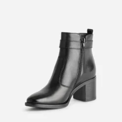 Boots noir cuir à talon
