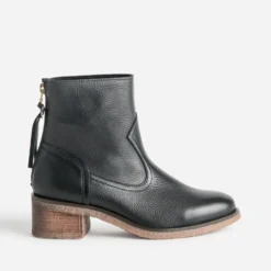 Boots noir cuir zip arrière