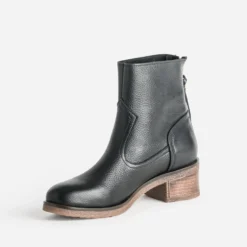 Boots noir cuir zip arrière