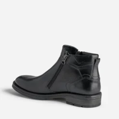 Boots noir en cuir à double zip