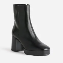 Boots noir en cuir à plateforme