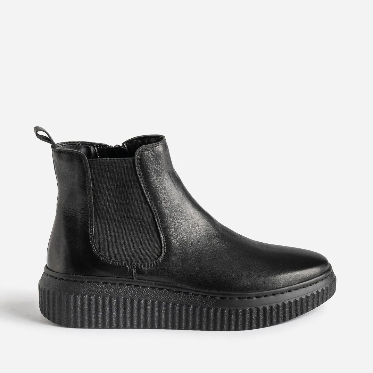 Boots noir en cuir à plateforme