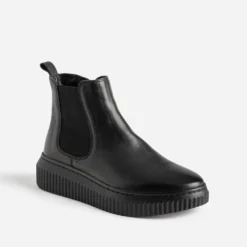 Boots noir en cuir à plateforme