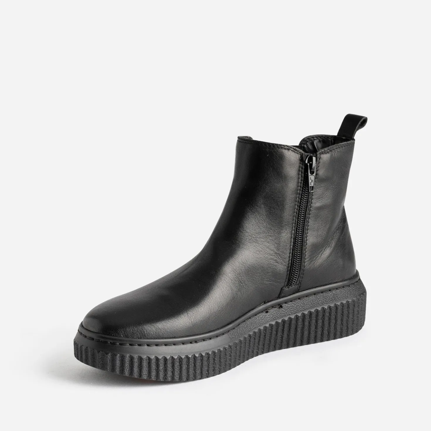 Boots noir en cuir à plateforme