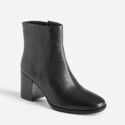 Boots noir en cuir à talon
