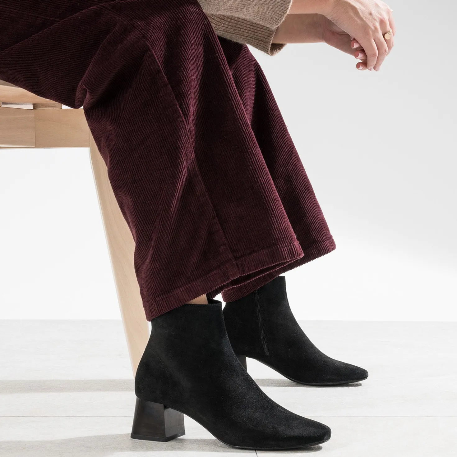 Boots noir en cuir velours