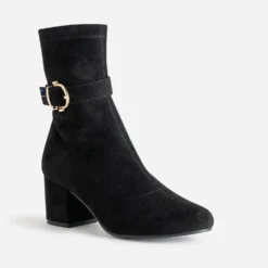 Boots noir suédé détail boucle