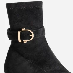 Boots noir suédé détail boucle