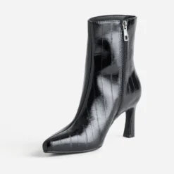 Boots noir verni effet rayures