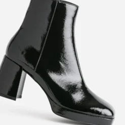 Boots noir verni à plateforme