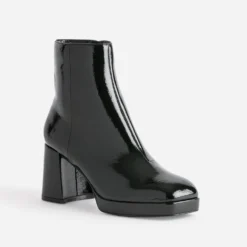 Boots noir verni à plateforme