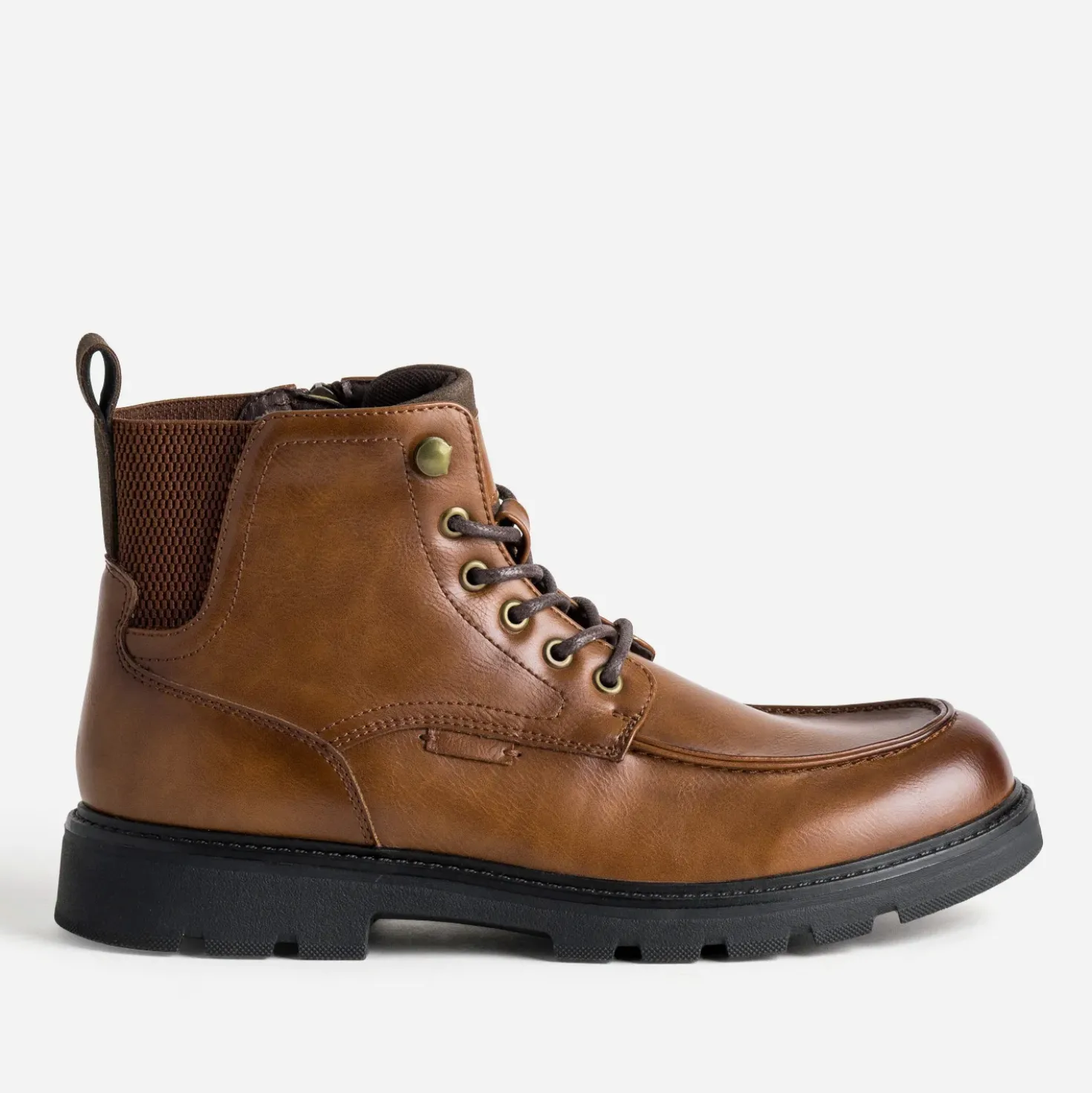 Boots plateau à lacet cognac semelle crantée