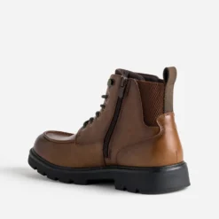 Boots plateau à lacet cognac semelle crantée
