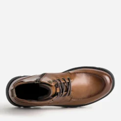 Boots plateau à lacet cognac semelle crantée