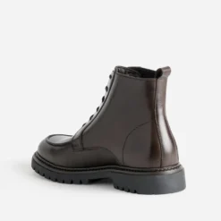 Boots plateau à lacet marron cuir semelle crantée