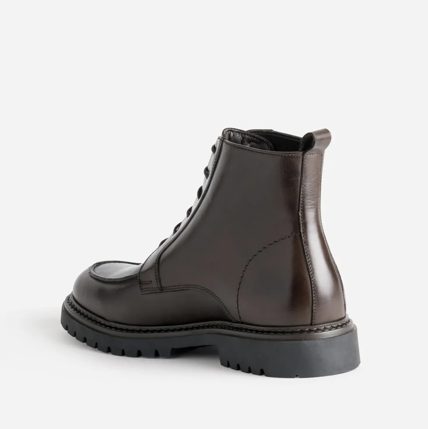 Boots plateau à lacet marron cuir semelle crantée