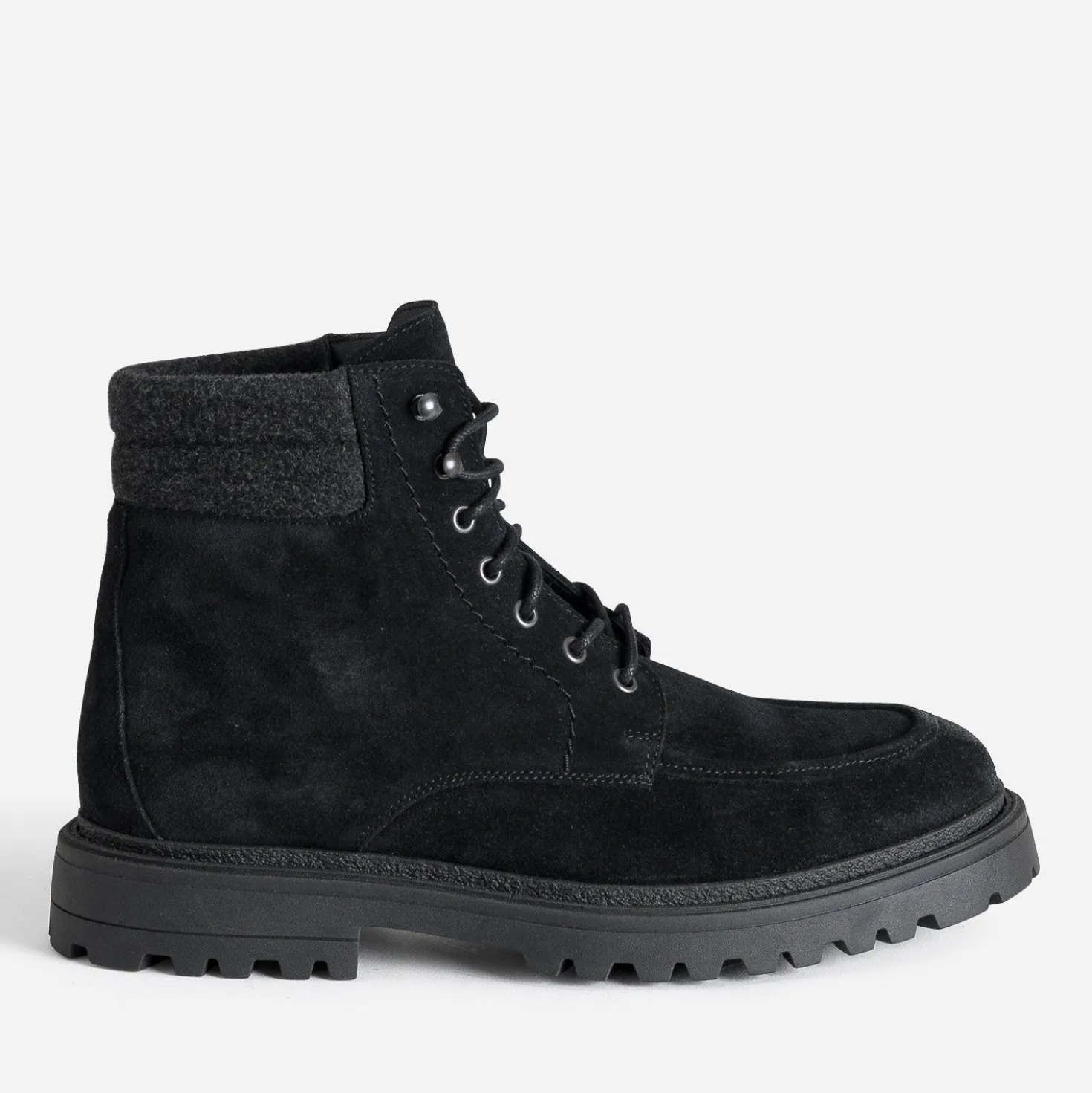 Boots plateau à lacet noir cuir velours