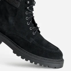 Boots plateau à lacet noir cuir velours