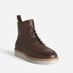 Boots plateau marron cuir