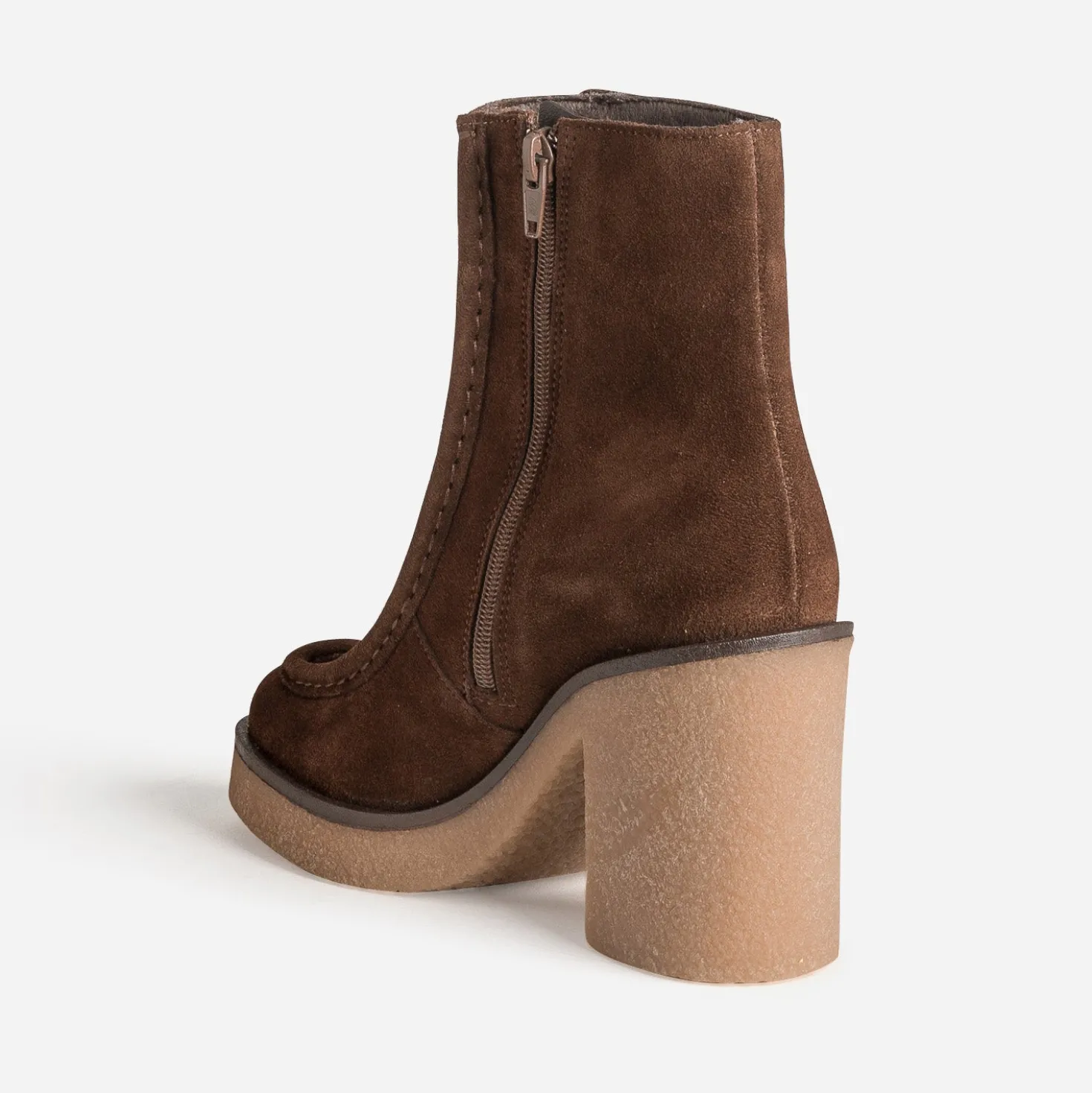 Boots plateau marron cuir velours