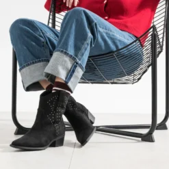Boots santiag TEXTO noir suédé clouté