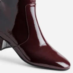 Boots à talon bordeaux verni