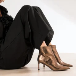 Boots à talon bronze métallisé