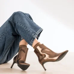 Boots à talon bronze métallisé