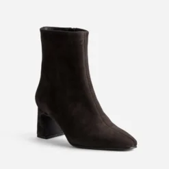 Boots talon en cuir velours chocolat