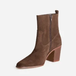 Boots à talon marron cuir velours
