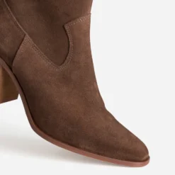 Boots à talon marron cuir velours