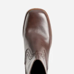 Boots à talon marron en cuir