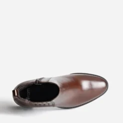 Boots à talon marron en cuir
