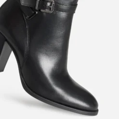 Boots à talon noir cuir
