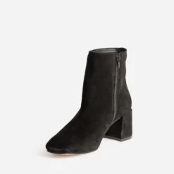 Boots à talon noir cuir velours