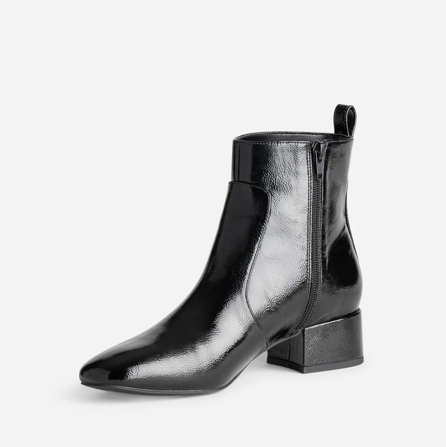 Boots à talon noir verni