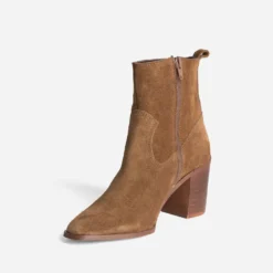Boots à talon taupe cuir velours