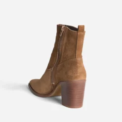 Boots à talon taupe cuir velours
