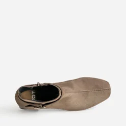 Boots à talon taupe cuir velours