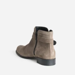 Boots taupe cuir velours