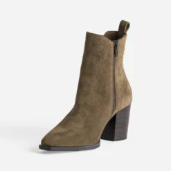 Boots taupe cuir velours esprit santiag